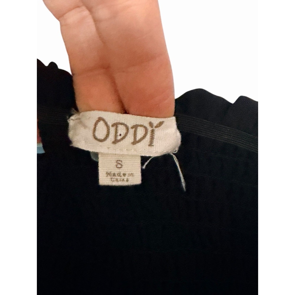 ODDY Black Ruffle Tiered Wide Leg Pants High Waist Flowy Fairy Whimsigoth SM - Picture 8 of 8